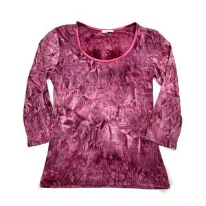 Vintage Pink Crinkled Print Dotted Textured Top